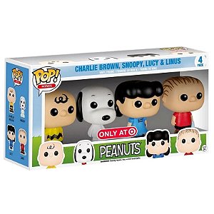 Funko Pop! Minis Peanuts Charlie Brown Snoop Lucy Linus 4 Pack Exclusivo